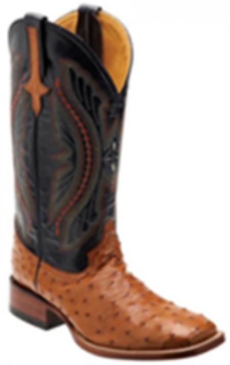 Mensusa Products Cognac / NavyGenuine Full Quill Ostrich Boots