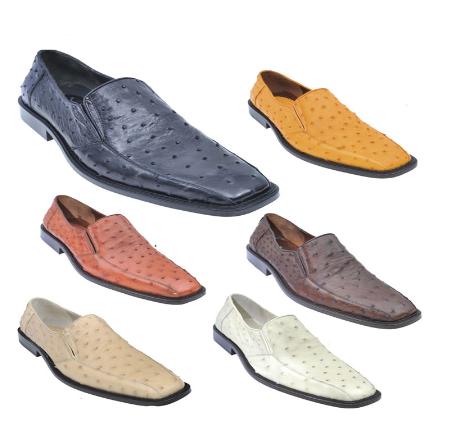 Mensusa Products Los Altos Premium Quill Ostrich SlipOn Mens Dressy Shoe 312