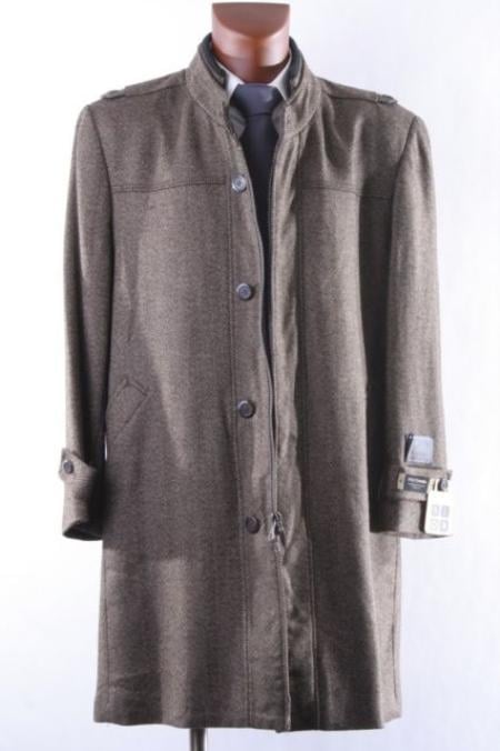 Mens Single Breasted Camel Wool Cashmere Topcoat