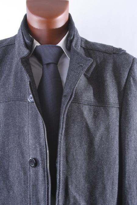Mens Single Breasted Charcoal Wool Cashmere Topcoat