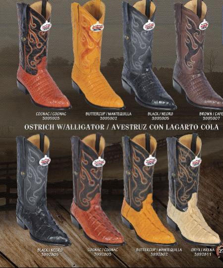 Mensusa Products Los Altos JToe Alligator ~ gator/Ostrich Print Mens Western Cowboy Boot