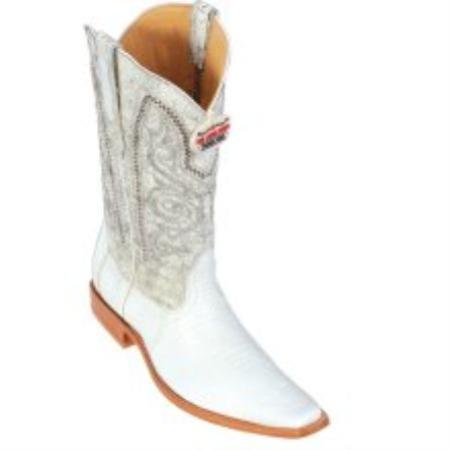 Mensusa Products Los Altos White Teju Square Toe Cowboy Boots 287