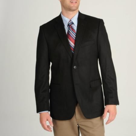 Mensusa Products Mens Black Wool & Cashmere Blend Sportcoat
