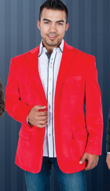 Red Velvet Blazer Jackets for Men