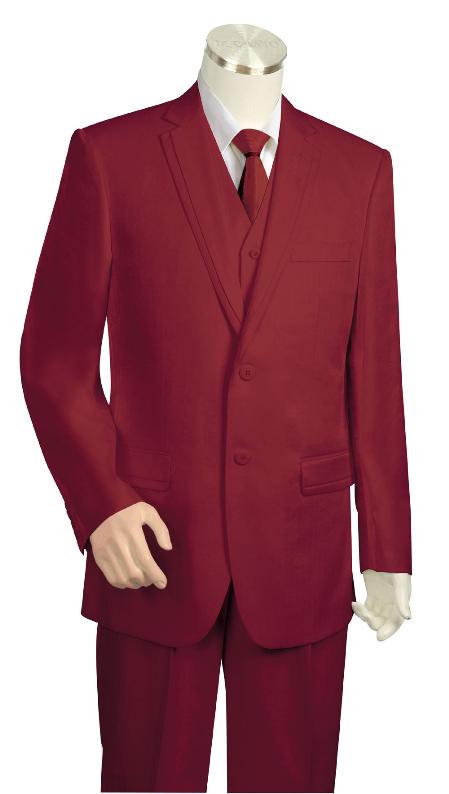 Mensusa Products Mens Wine Three Button Suit