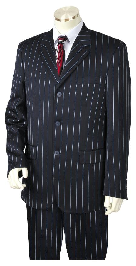 Mensusa Products Navy Blue Mens 3 Button Suit