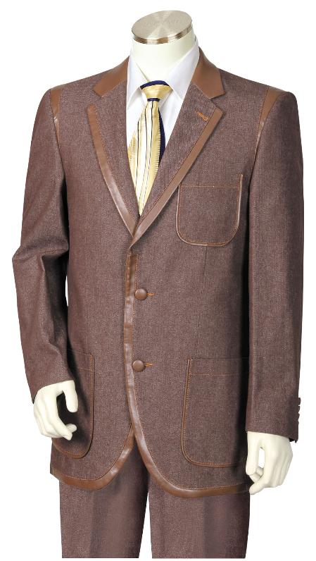 Mensusa Products Brown Mens Three Button Suit