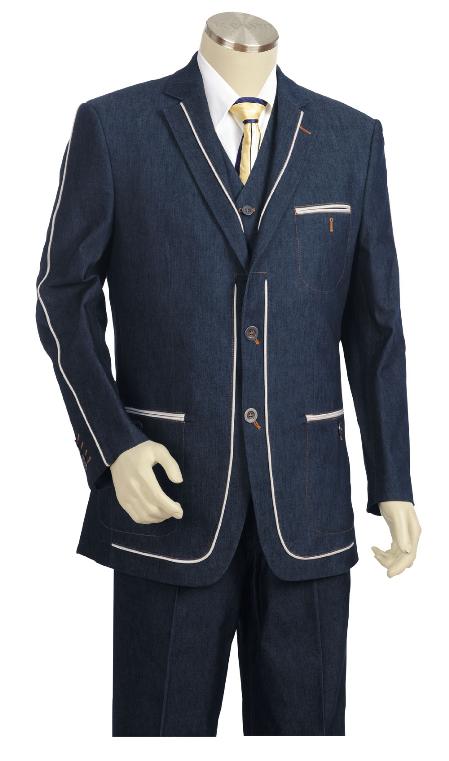 Mensusa Products Navy Mens Three Button Suit