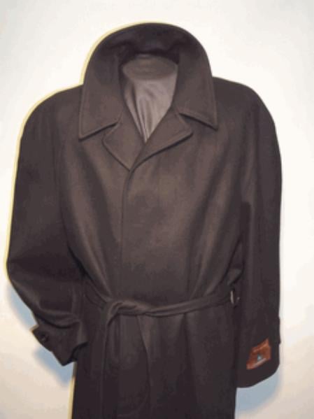 Mensusa Products Men's Overcoat Long Wool Black