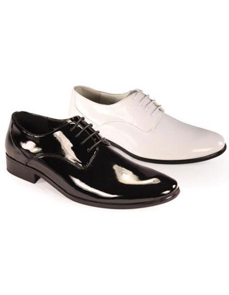 Mensusa Products Men's Classic Leather Lace Formal Shoes in Black and White