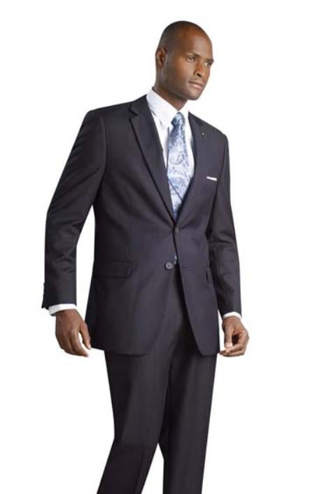 Mensusa Products 2 Button Shiny Flashy Metalic Silk Touch Midnight Navy Suit
