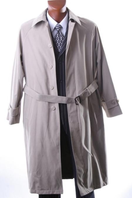 Mensusa Products Mens Taupe Full Length All Year Round RaincoatTrench Coat