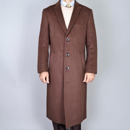 Chestnut Wool and Cashmere Single Breasted Topcoat