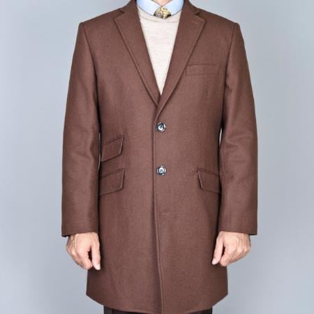 Chestnut Wool Single Breasted Carcoat