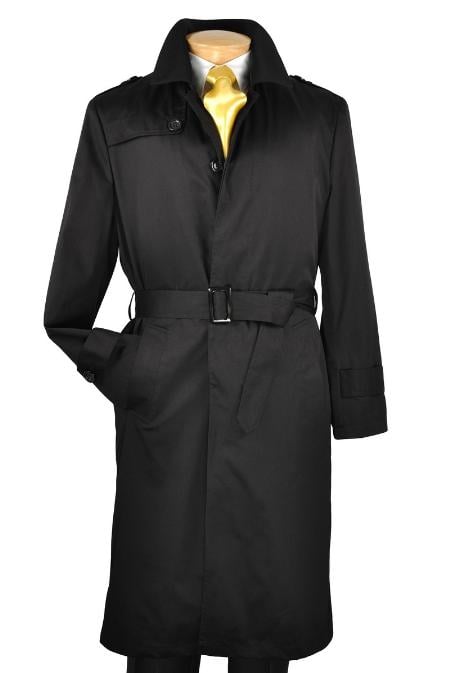 Mensusa Products Black Single Breasted Trench Coat