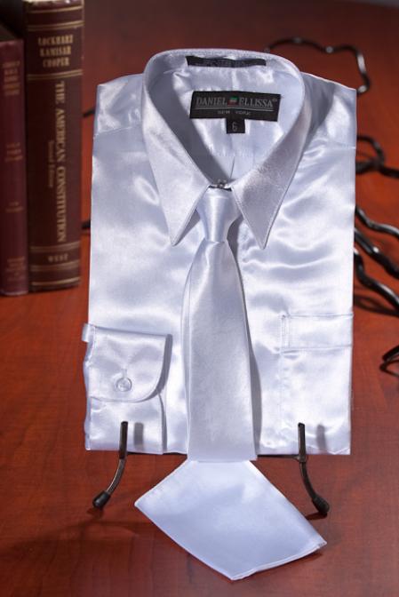 Mensusa Products Boys White Satin Dress Shirt Combo 35