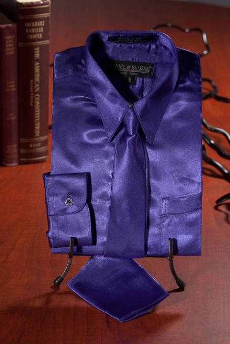Mensusa Products Boys Purple Satin Dress Shirt Combo 35