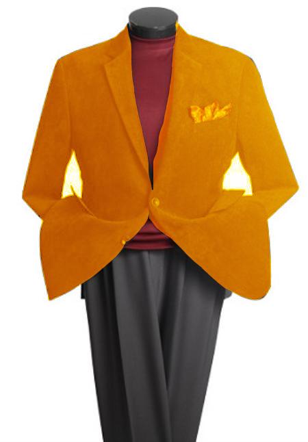 Mensusa Products Men's 2 Button Classic Cotton/Rayon Blazer Orange