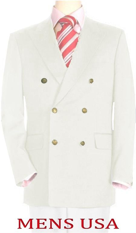 Mensusa Products High Quality Off White Double Breasted Blazer with Peak Lapels