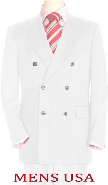 Mensusa Products High Quality White Double Breasted Blazer with Peak Lapels