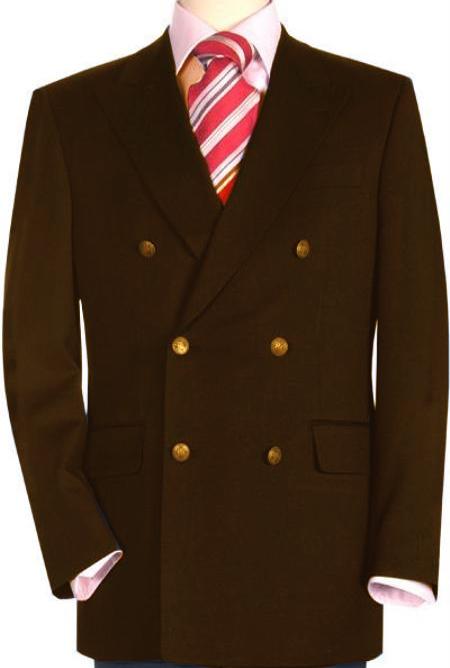 Mensusa Products High Quality Dark Brown Double Breasted Blazer with Peak Lapels