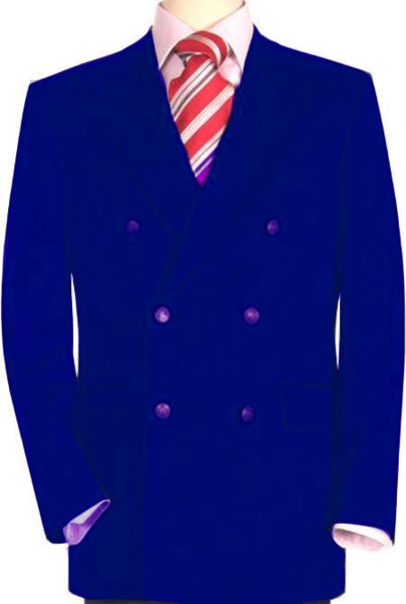 Mensusa Products High Quality Royal Blue Double Breasted Blazer with Peak Lapels