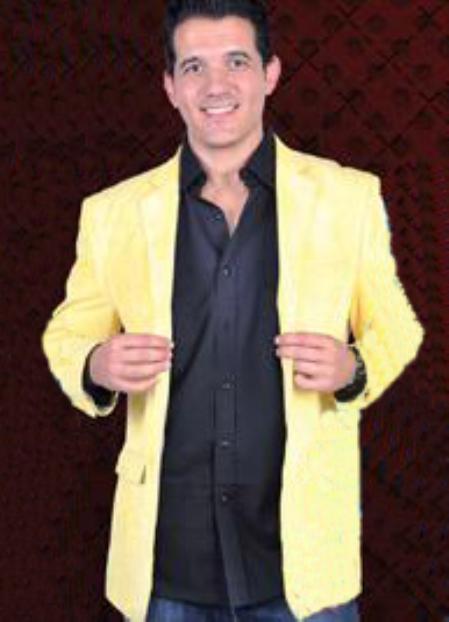 Mensusa Products Mens Cotton/Rayon 2 Button Sport Coat Notch Lapel Side Vents Yellow