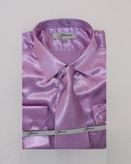 Mensusa Products Mens Shiny Luxurious Shirt Lavender