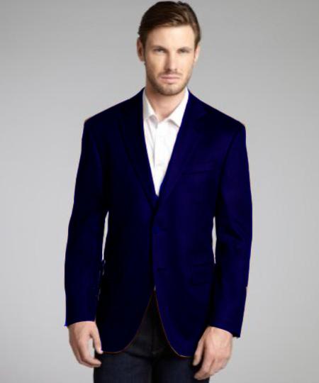 Mensusa Products Navy Blue Wool & Cashmere Blend 2 Button Blazer