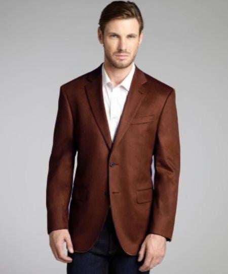 Dark Brown Wool & Cashmere Blend 2 Button Blazer