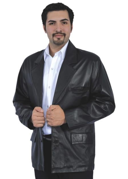 Black Genuine Lamb Skin Blazer Jacket 