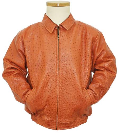 Mensusa Products Cognac All Over Genuine Ostrich Jacket 2