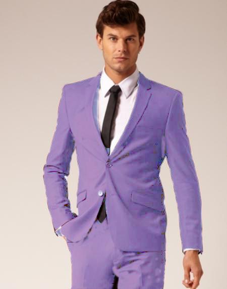 Mensusa Products Mens 2 Button Style Wool & Cotton Suit Flat Front Pants Lavender