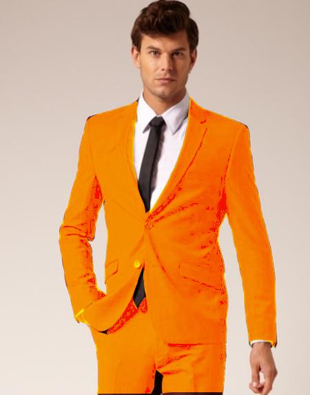 Mensusa Products Mens 2 Button Style Wool & Cotton Suit Flat Front Pants Orange