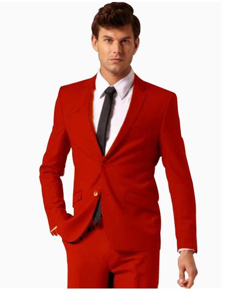 Mensusa Products Mens 2 Button Style Suit Flat Front Pants Red