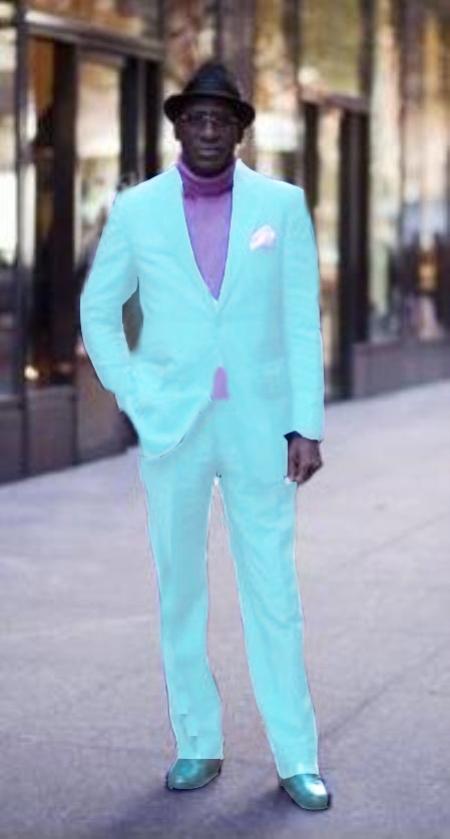 Classic Ultra Smooth 2 Button Suit Sky Blue 