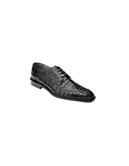 Mensusa Products Belvedere Chapo Caiman Lace Up Shoes Black