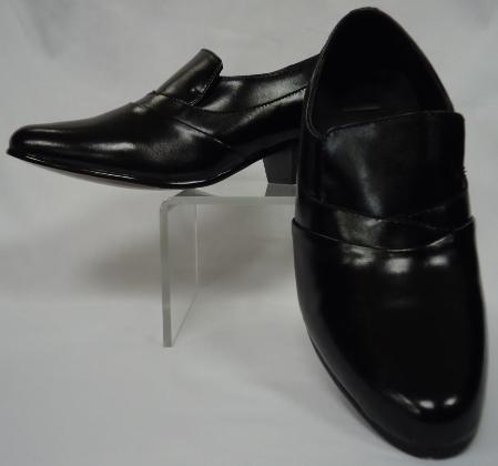 Mensusa Products Mens Elegant Black Leather Cuban Heel Slip On Loafers Shoes