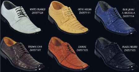 Mensusa Products Square Toe Caiman/Ostrich Dress Shoes Available in 6 Colors