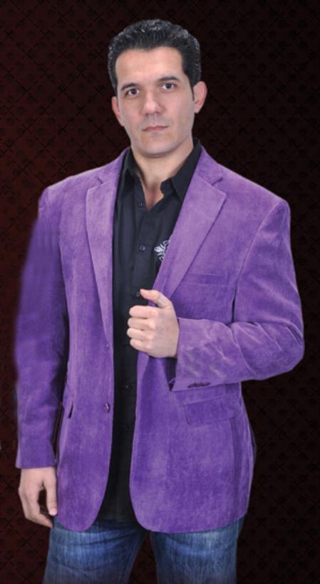 Mensusa Products Purple blazer-Mens Cotton/Rayon 2 Button Purple Sport Coat Notch Lapel Side Vents
