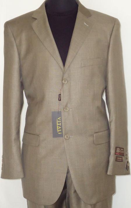Mensusa Products Mens Designer 2Button Shiny Taupe Sharkskin Suit