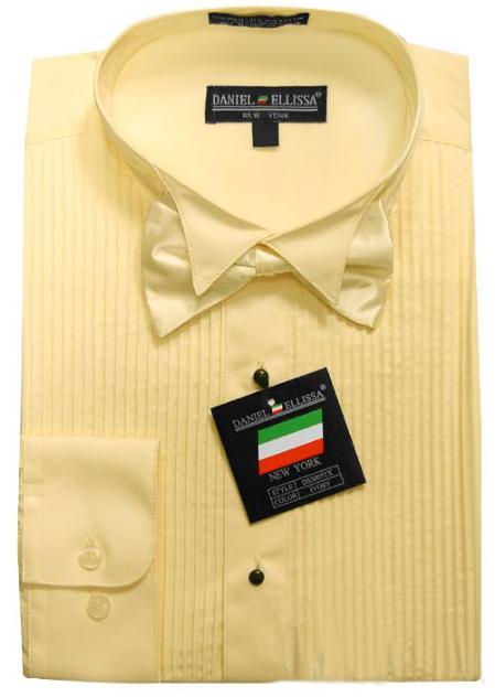Mensusa Products Ivory Yellow Tuxedo Shirt with Bowtie & Studs