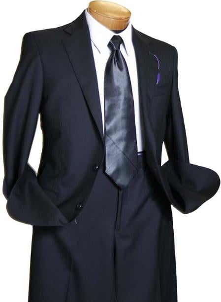 Mensusa Products Mens Black 2 Button Wool Italian Design Suit