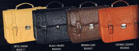 Mensusa Products Full Quill Ostrich Briefcase in Black, Brown, Oryx & Cognac 829