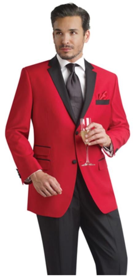 Mensusa Products Red Two Button Notch Party smoking jacket Tuxedo