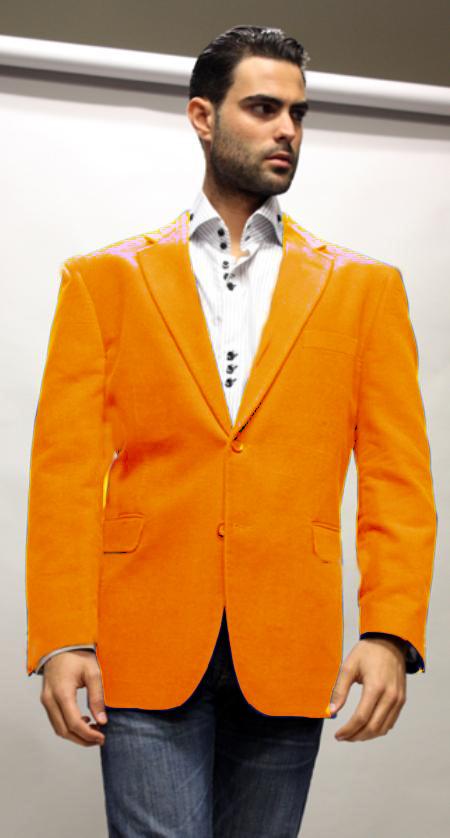 Mensusa Products Orange Super's Velvet Fabric Sport Coat