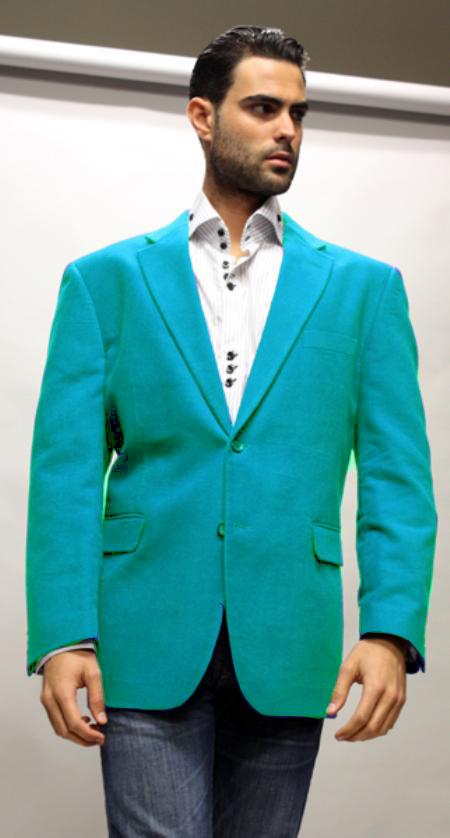 Mensusa Products Turquoise Super's Velvet Fabric Sport Coat