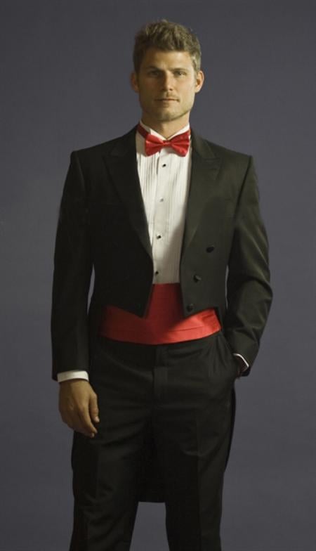 Mensusa Products Tuxedo with Tails Center Vented and Flat Front Pants Black