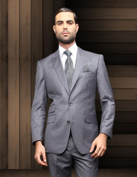 Mensusa Products 2 Button Charcoal Slim Fit Comes W/ Shirt & Tie