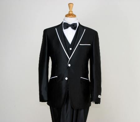 Mensusa Products Men's Designed Black Two Button Tuxedos